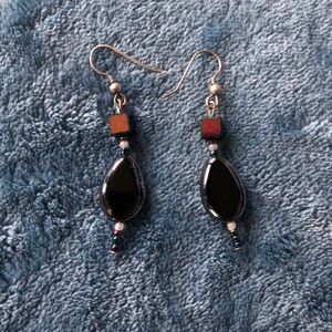 Handmade Black Glass Bead Earrings